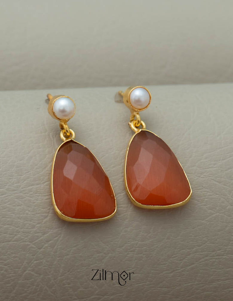 Crystal Stone with Pearl Earrings (color option) - AS100419 5-Zilmor