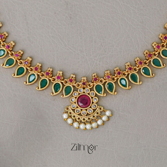 SN101990 - Antique Palakka Necklace Earrings Set