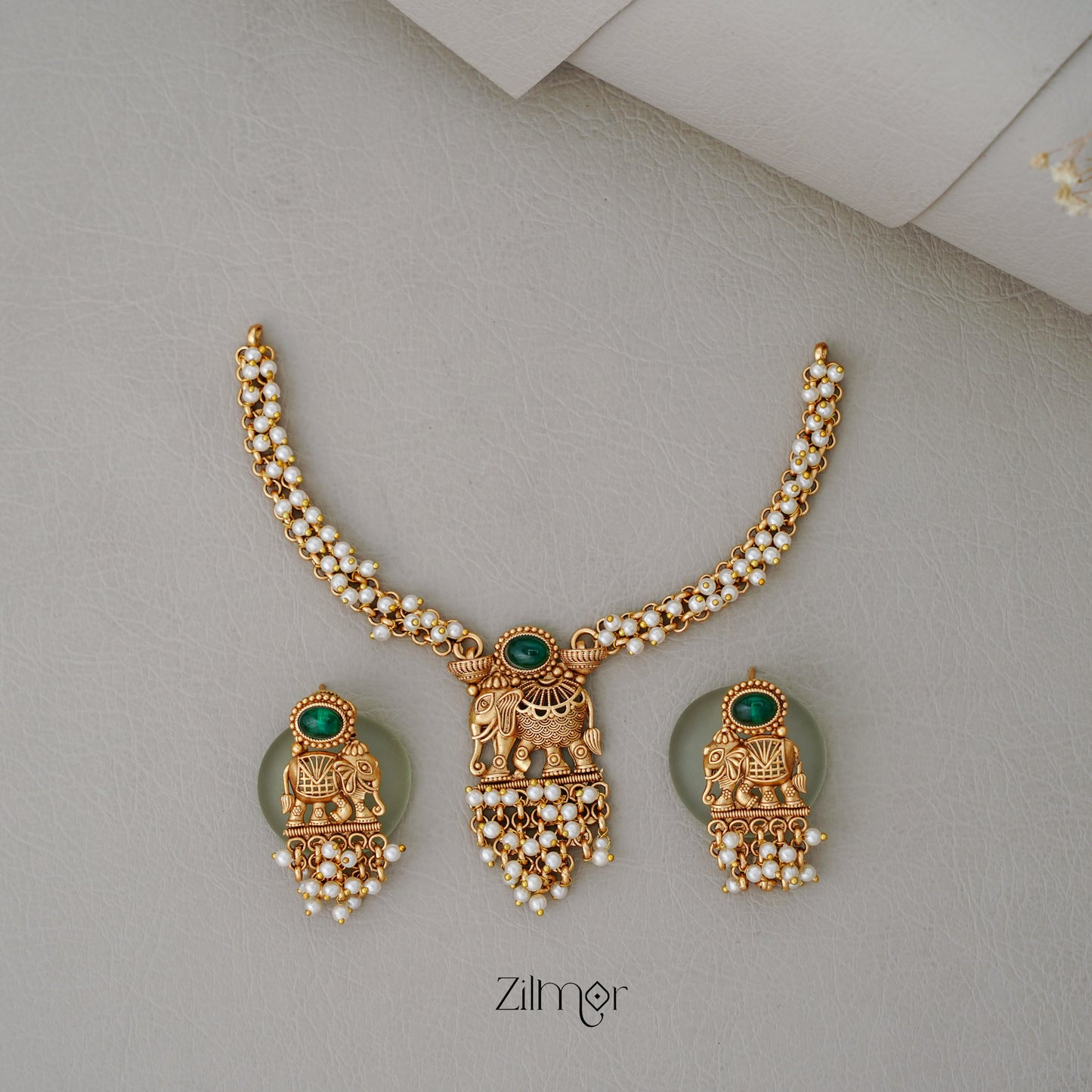 NV101989- Antique Haati Pendant Necklace Earrings Set