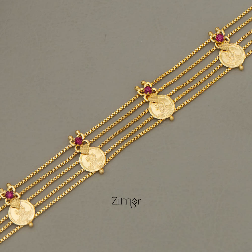 AG101758 - Gold tone Kashu Lakshmi choker with matching Earring