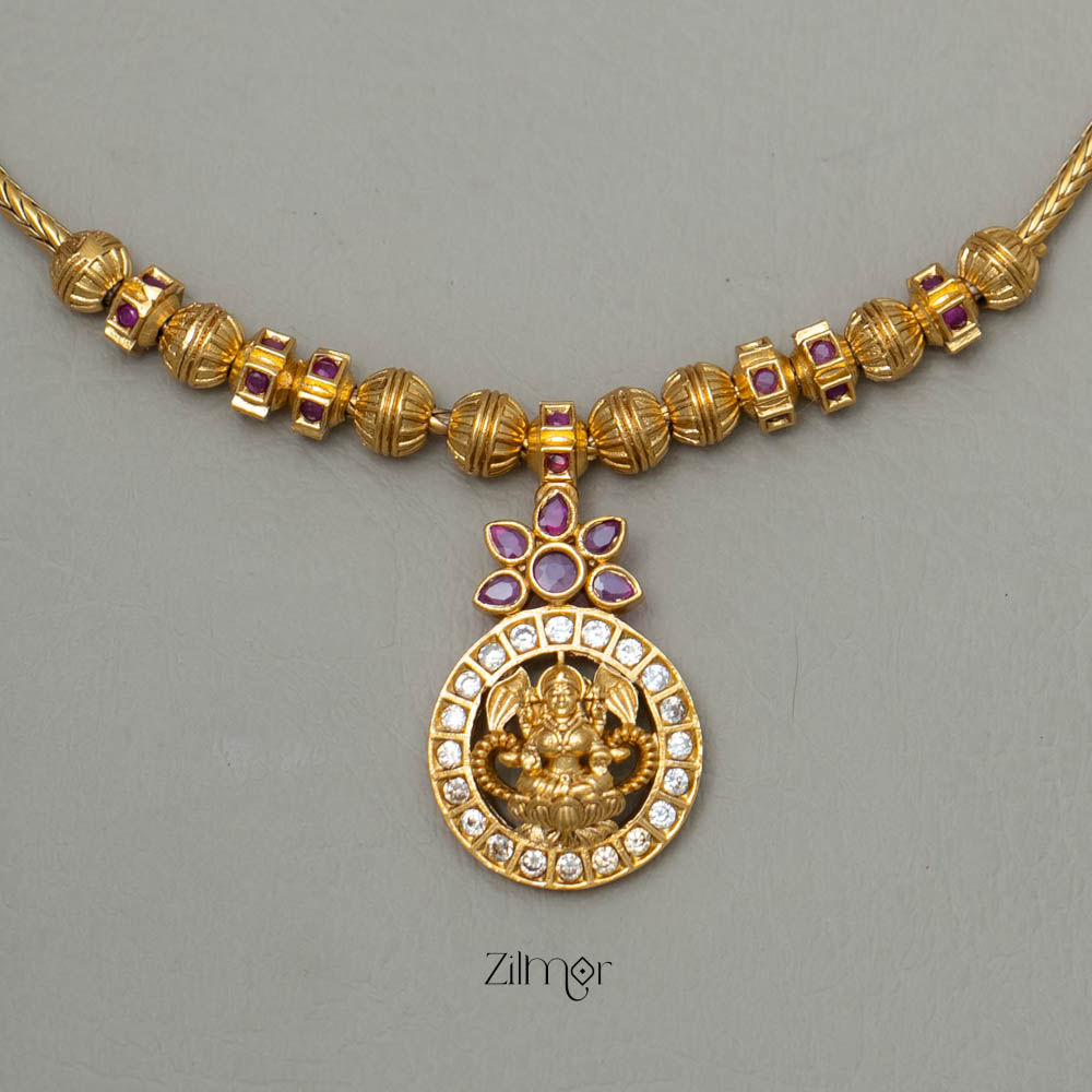 SN101793- AD Stone Pendant Antique Necklace Earrings Set