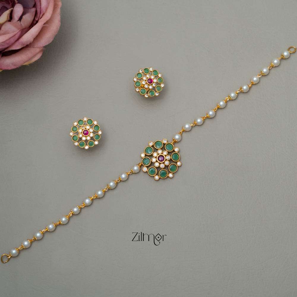 SN101794 - Pearl Antique Necklace Earrings Set