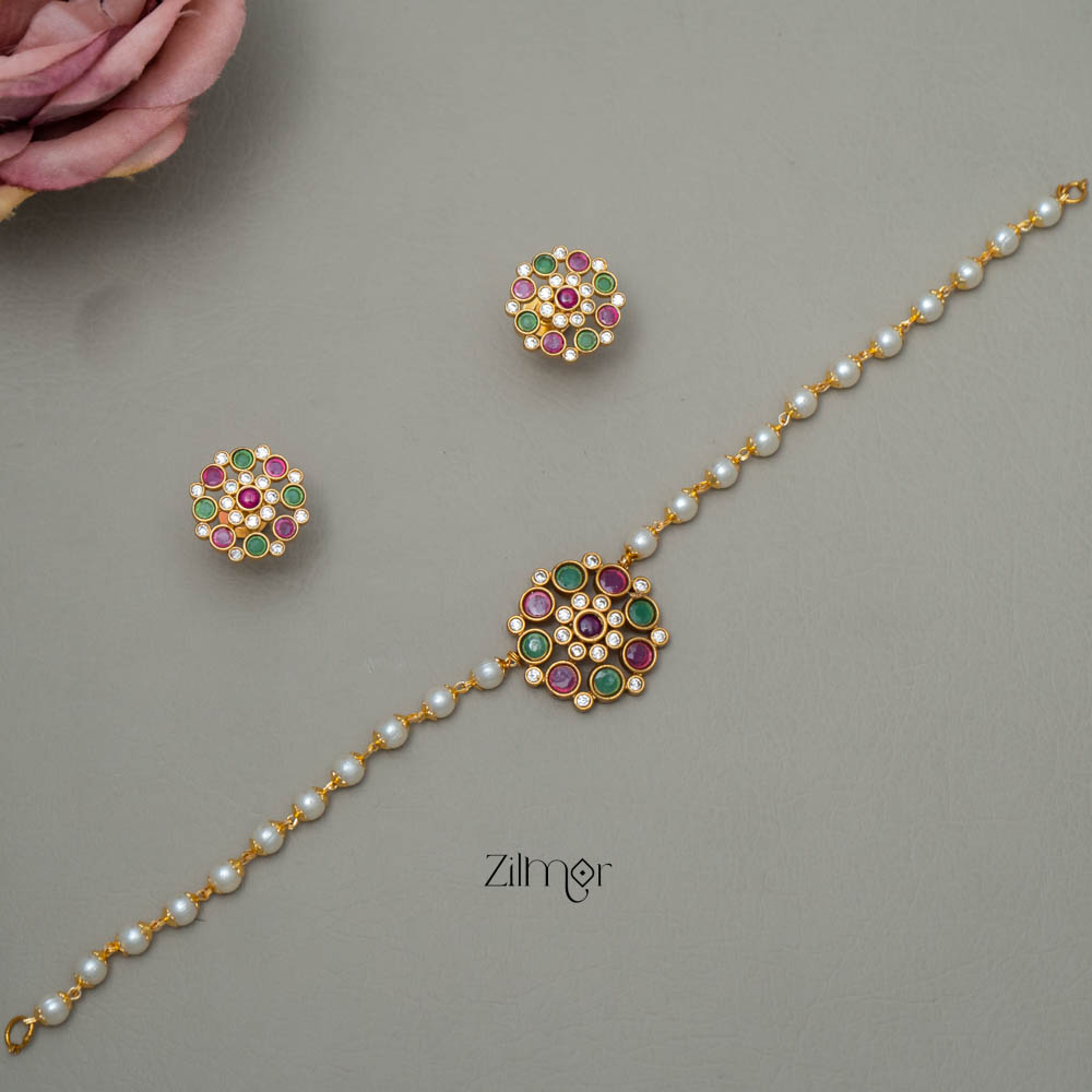 SN101794 - Pearl Antique Necklace Earrings Set