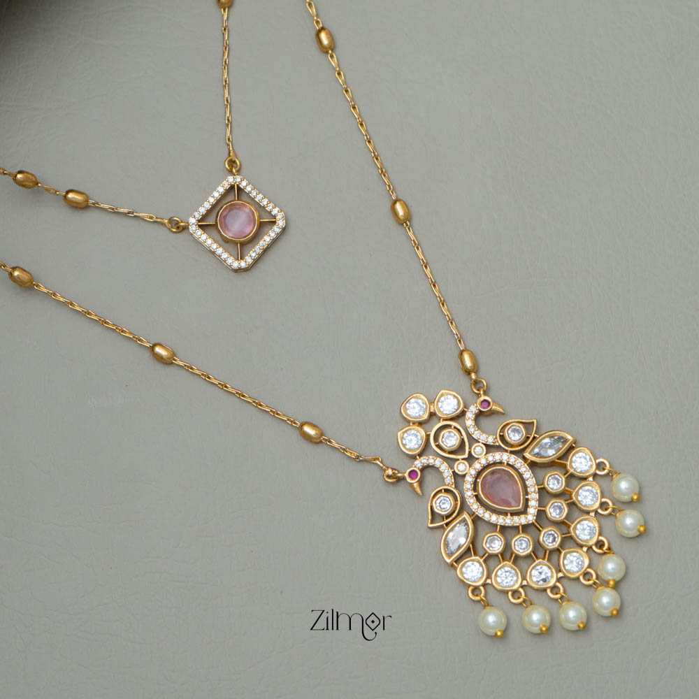 SN101785 - Premium Antique AD Stone Layer Necklace with Earrings