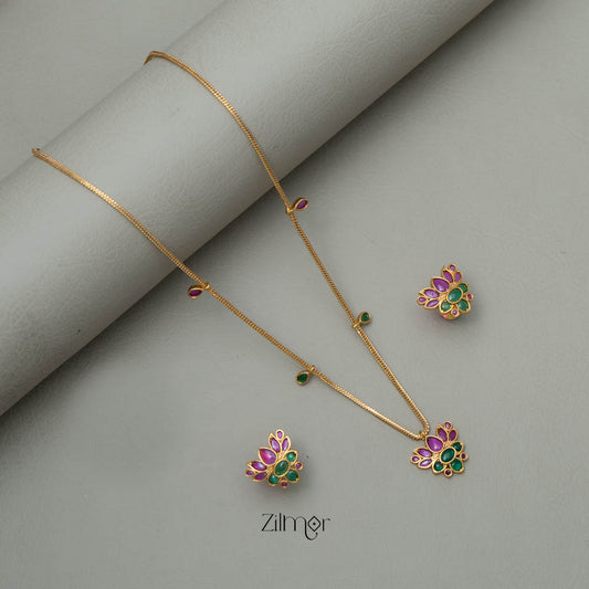 SN101786 -   Antique Kemp Lotus Neckpiece Earrings Set