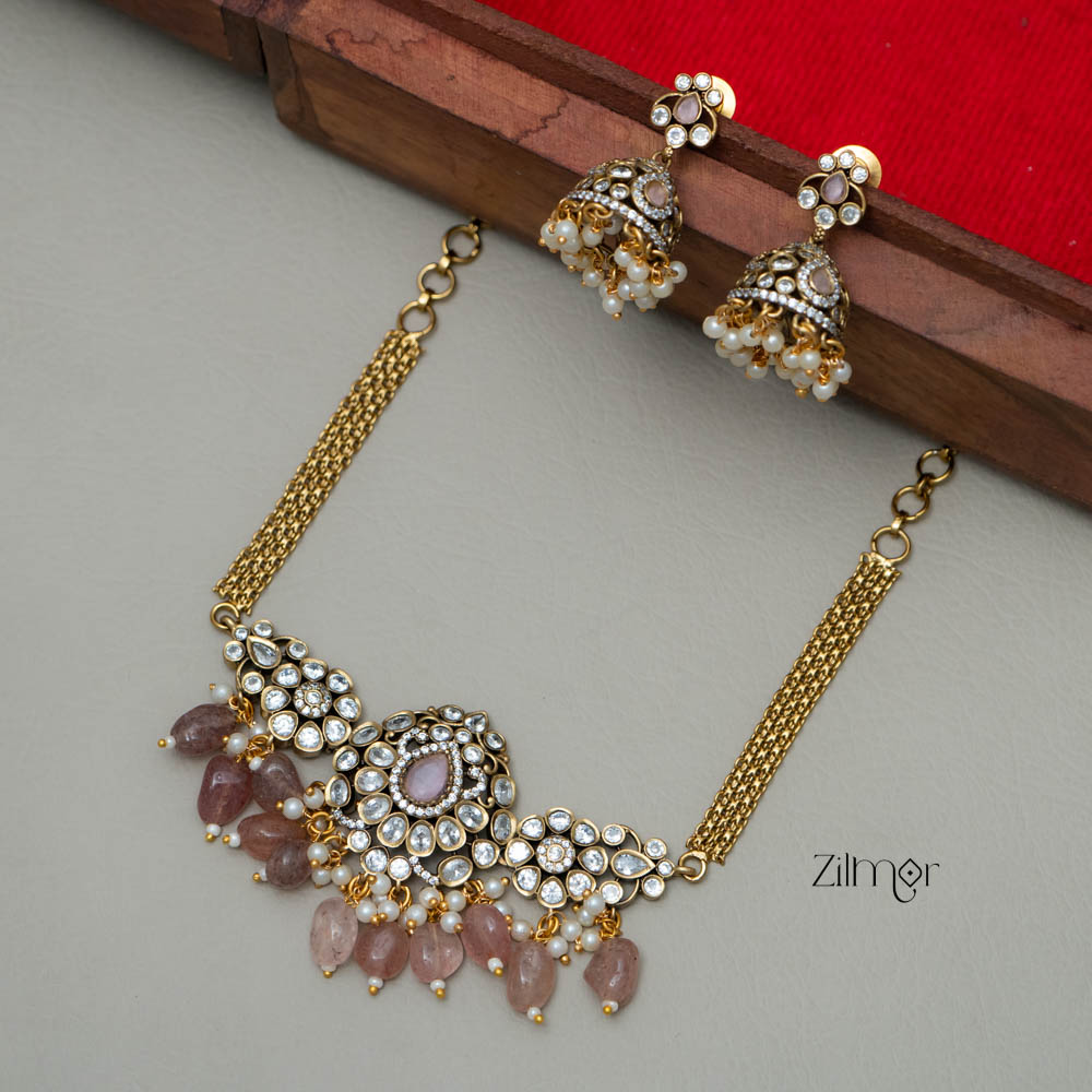 SN101790 - Victorian Pendant Choker Necklace Earrings Set