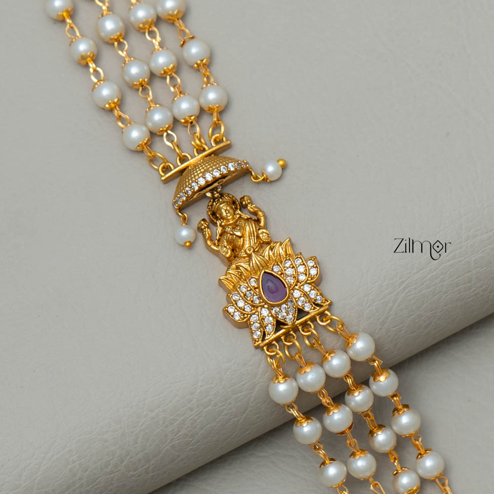 SN101792 - Pearl Antique Long Necklace Earrings Set