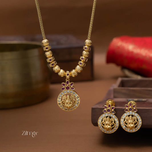 SN101793- AD Stone Pendant Antique Necklace Earrings Set