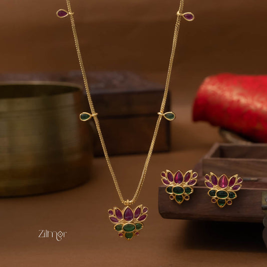 SN101786 -   Antique Kemp Lotus Neckpiece Earrings Set