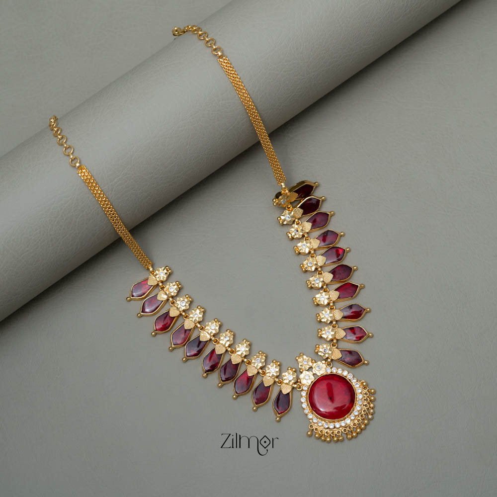 AG101496  - Gold tone Nagapadam Necklace