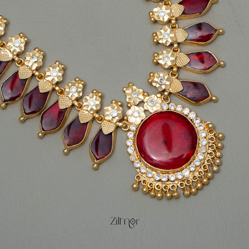 AG101496  - Gold tone Nagapadam Necklace