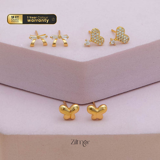 PE101848  - Gold tone AD Stone Combo stud Earrings