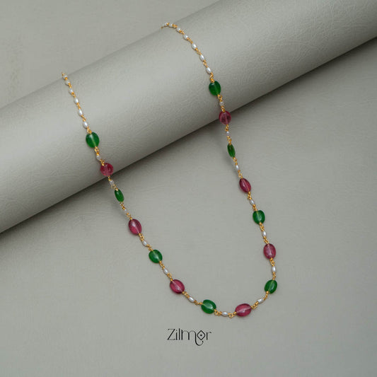 TR101928 - Semi Precious Stone  Pearl Long Necklace