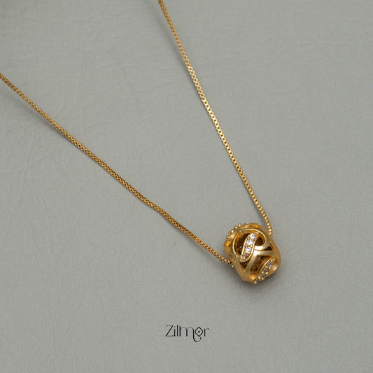 AG101891 - Gold Plated AD Stone Pendant Simple Necklace