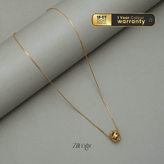 AG101891 - Gold Plated AD Stone Pendant Simple Necklace