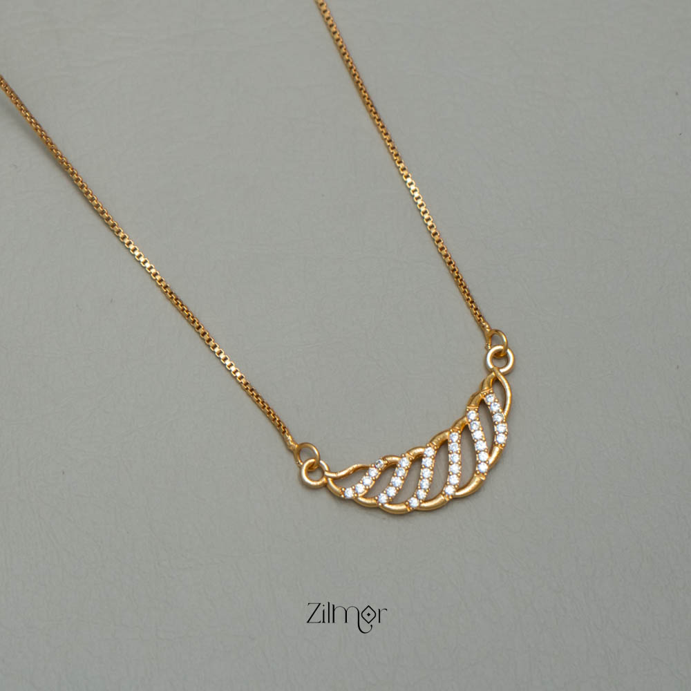 PP101875 - Gold Plated AD Stone Pendant Simple Necklace