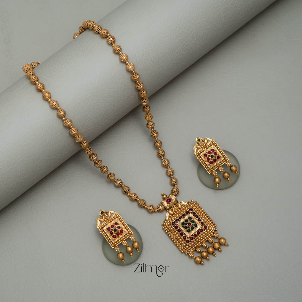 BH101922- Long Antique Necklace Earrings Set