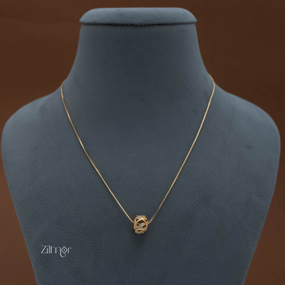 AG101891 - Gold Plated AD Stone Pendant Simple Necklace