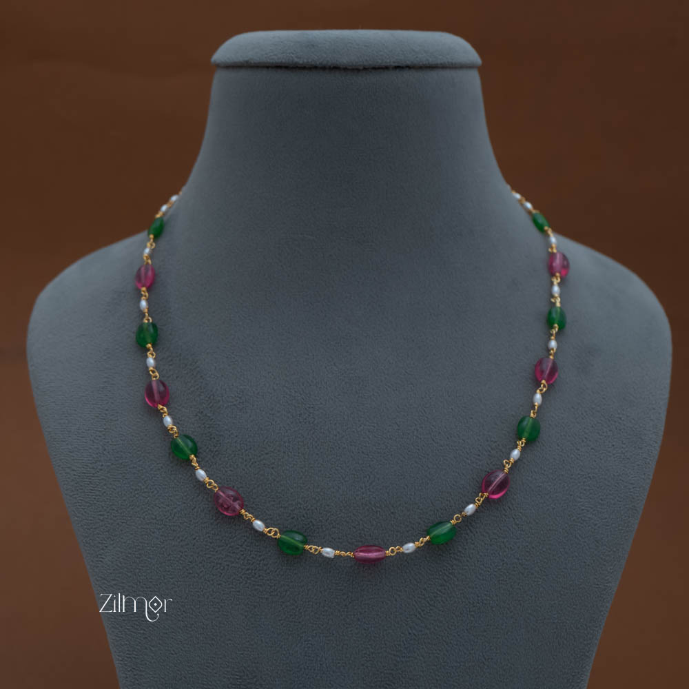 TR101928 - Semi Precious Stone  Pearl Long Necklace