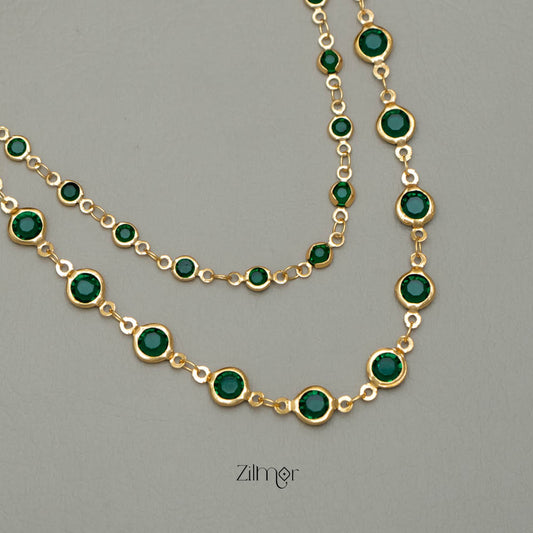 PE101856 Emerald double layer necklace