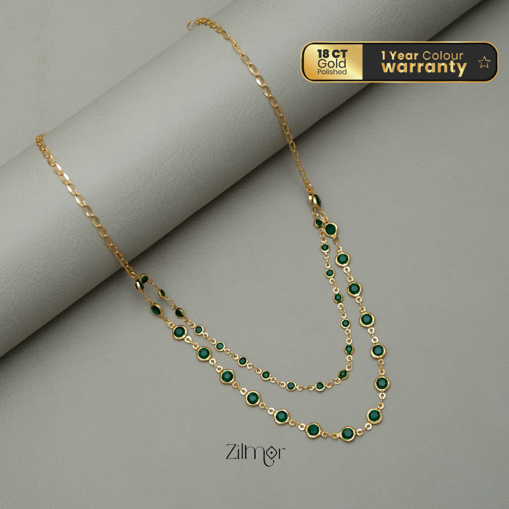 PE101856 Emerald double layer necklace