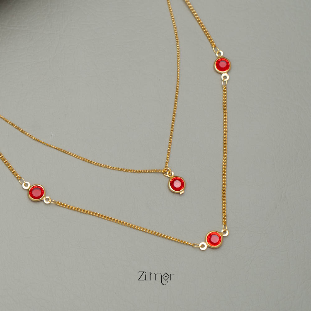 PE101860 Red Ruby double layer Necklace