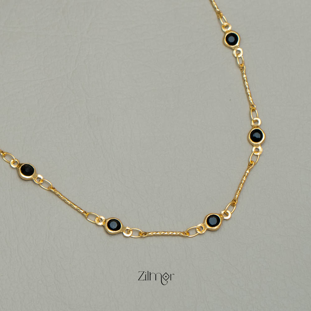 PE101858 Semi Precious Black stone daily wear necklace