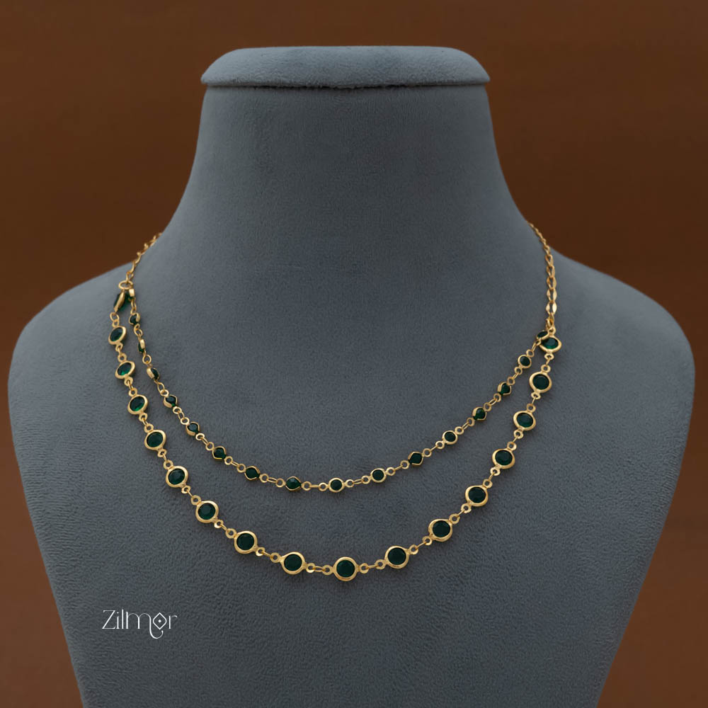 PE101856 Emerald double layer necklace