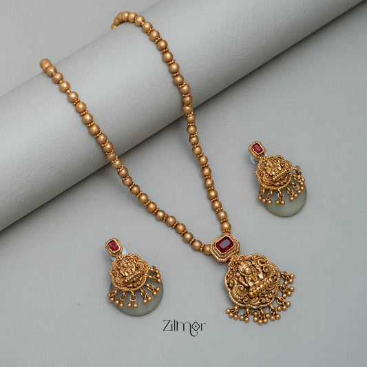 BH101934- Matt Antique  Lakshmi Necklace Earring set