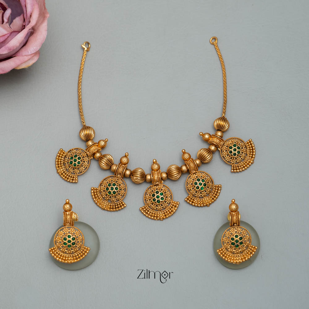 SC101931- Matt Antique  Necklace Earrings Set