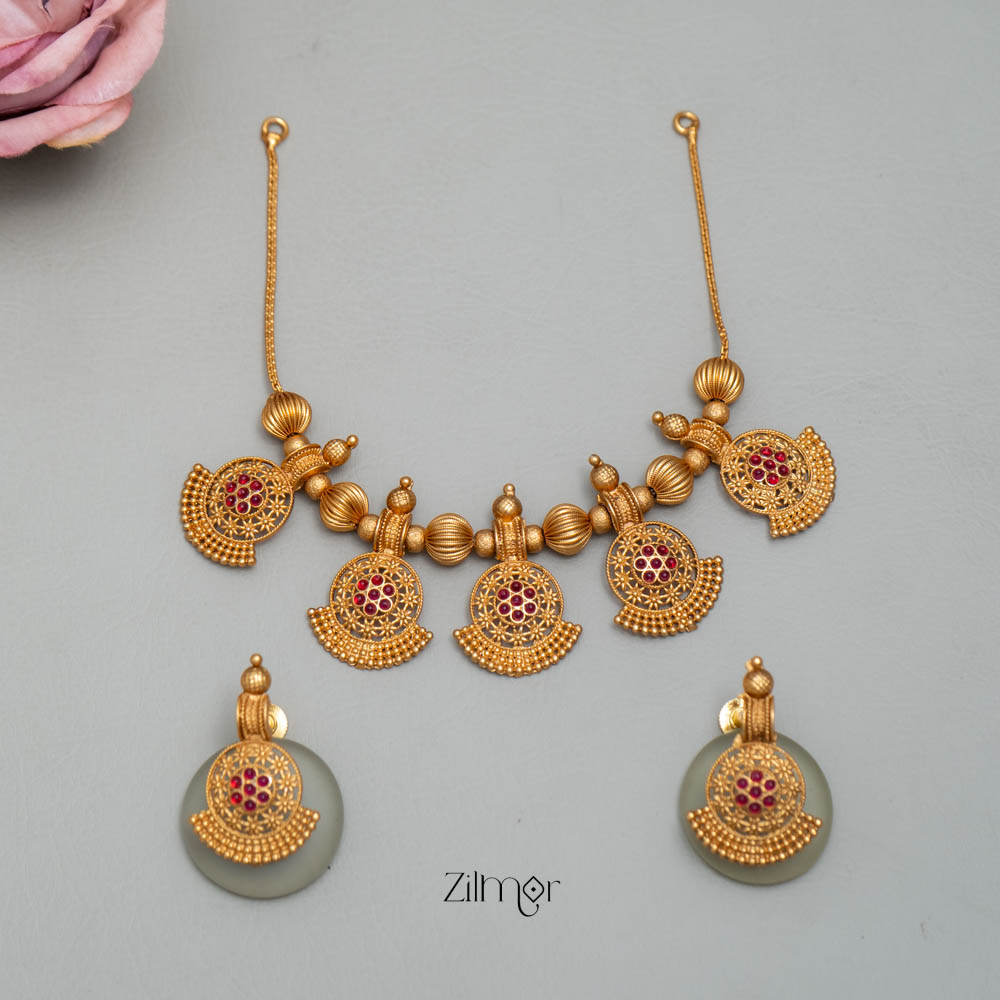 SC101931- Matt Antique  Necklace Earrings Set