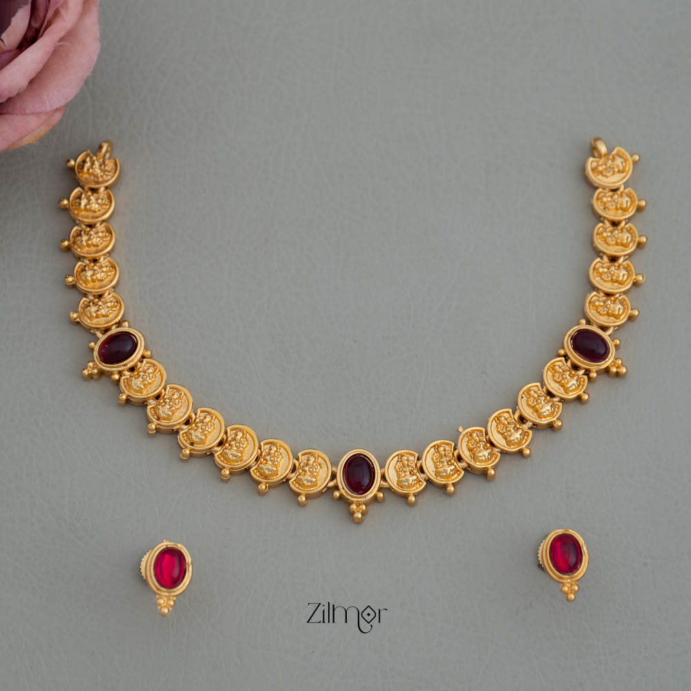 BH101936-  Antique Lakshmi Necklace Earrings Set