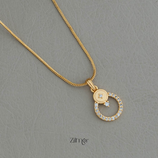 AG101799 -  Gold Tone AD Stone Pendant Simple Necklace