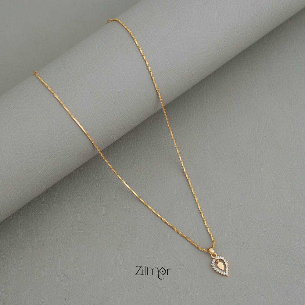 AG101798 -  Gold Tone AD Stone Pendant Simple Necklace