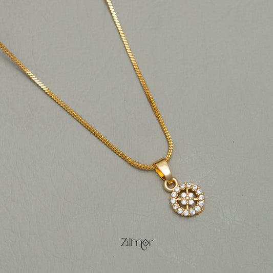 PP101868 -  Gold Tone AD Stone Pendant Simple Necklace