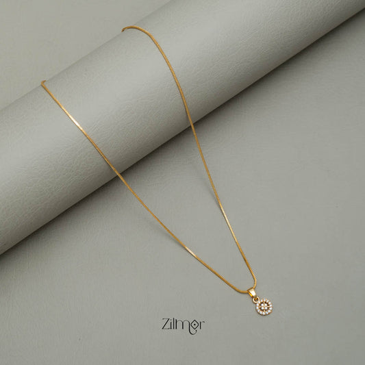 PP101868 -  Gold Tone AD Stone Pendant Simple Necklace