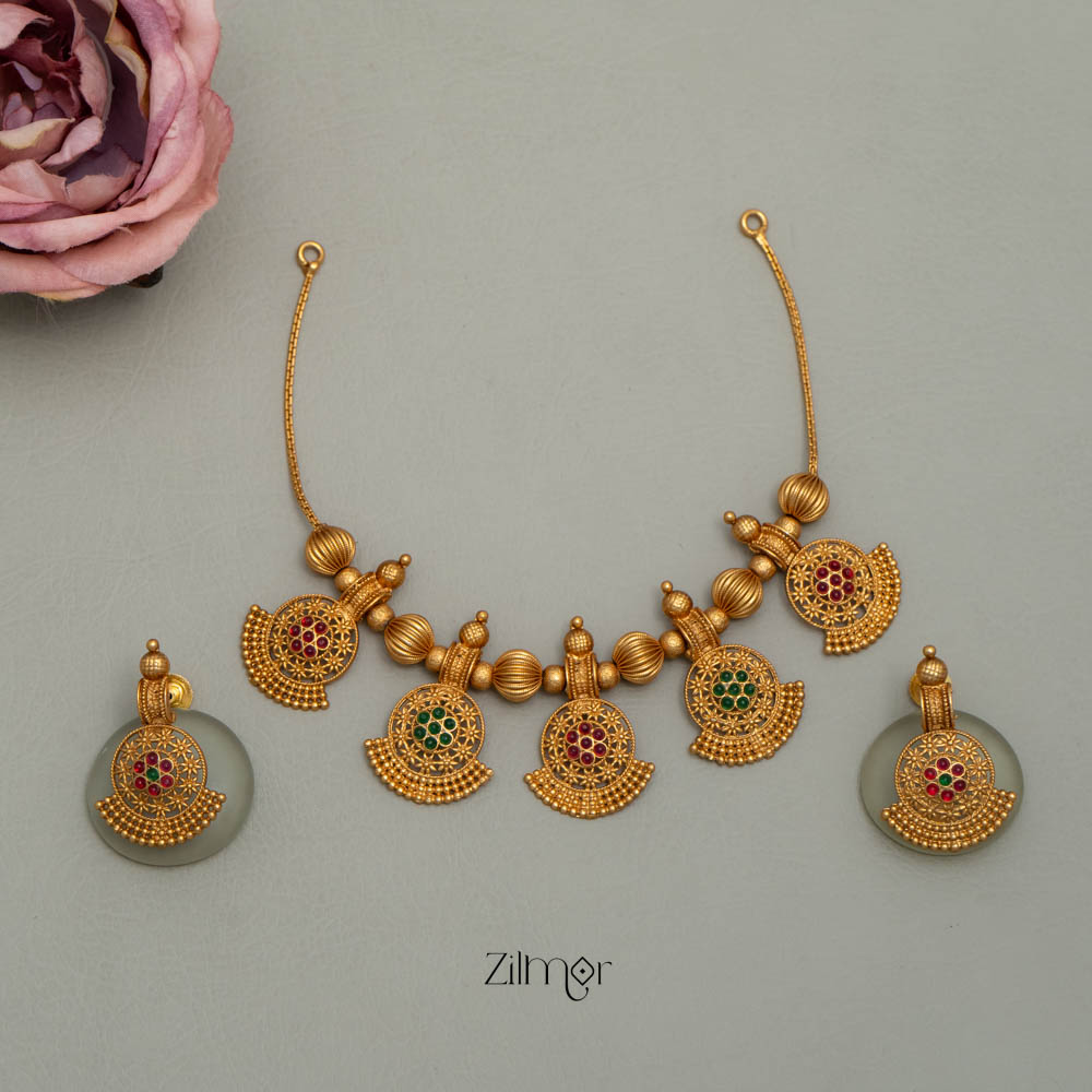 SC101931- Matt Antique  Necklace Earrings Set