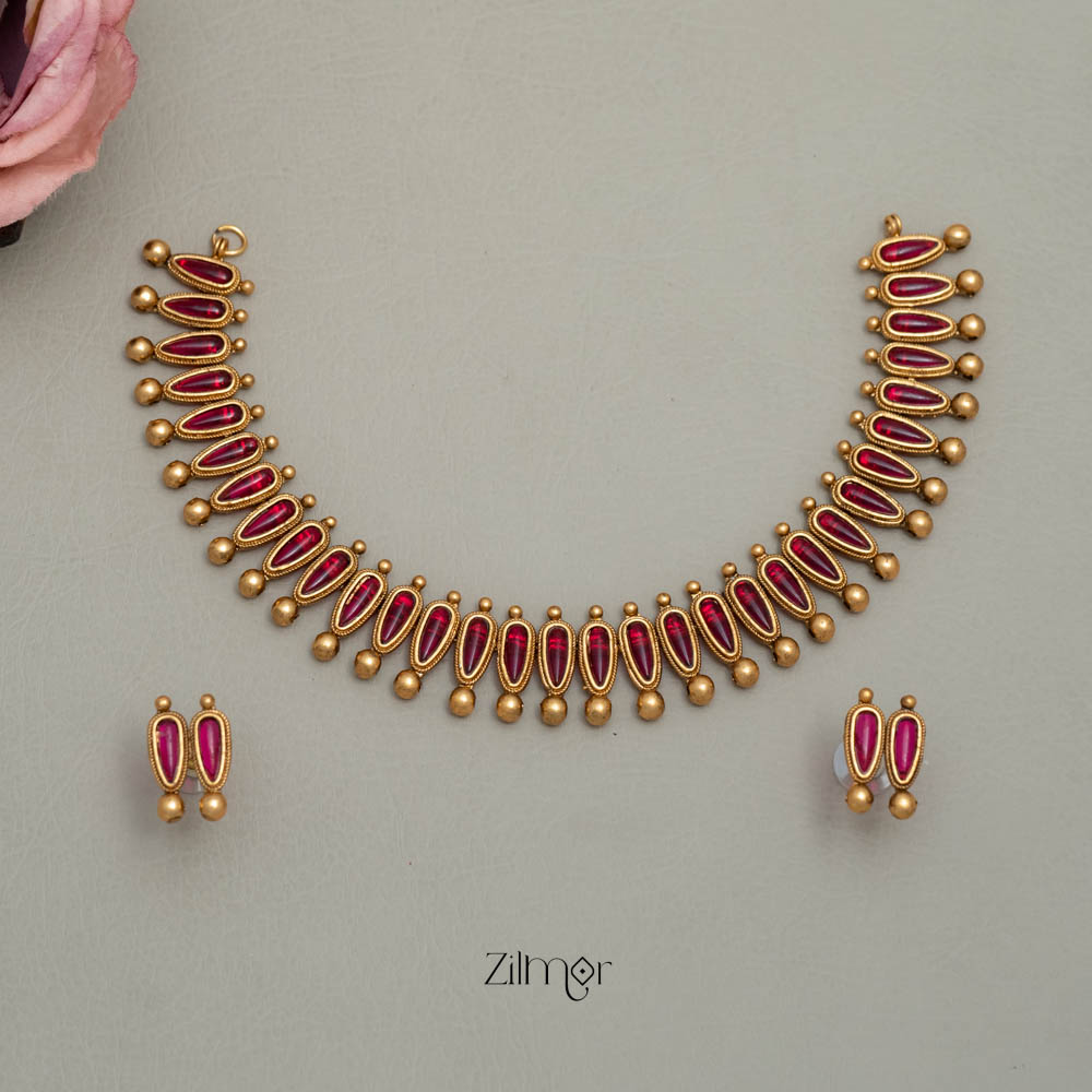 BH101939-  Antique Kemp Choker Necklace Earrings Set