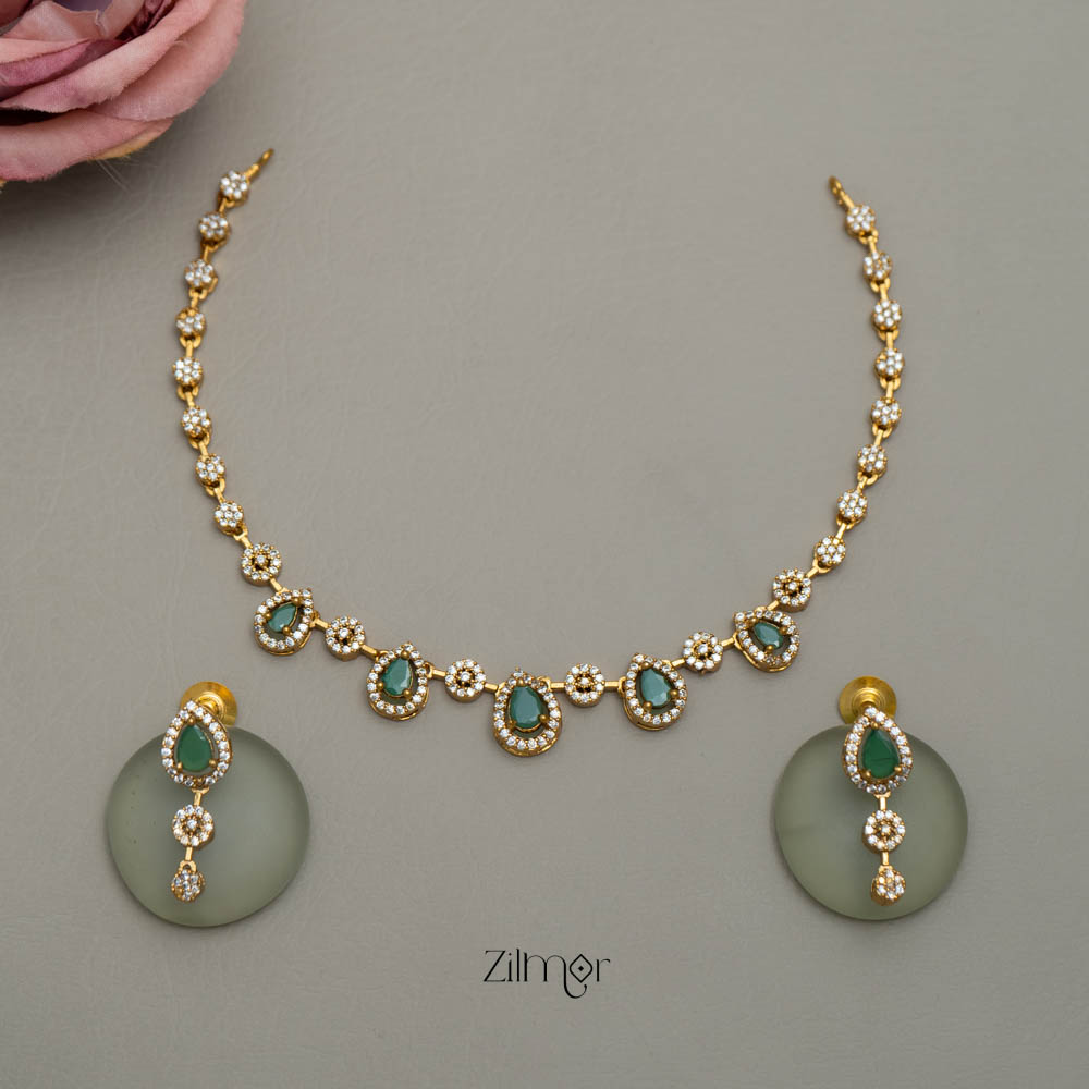 SN101945- AD Stone Necklace Earrings Set