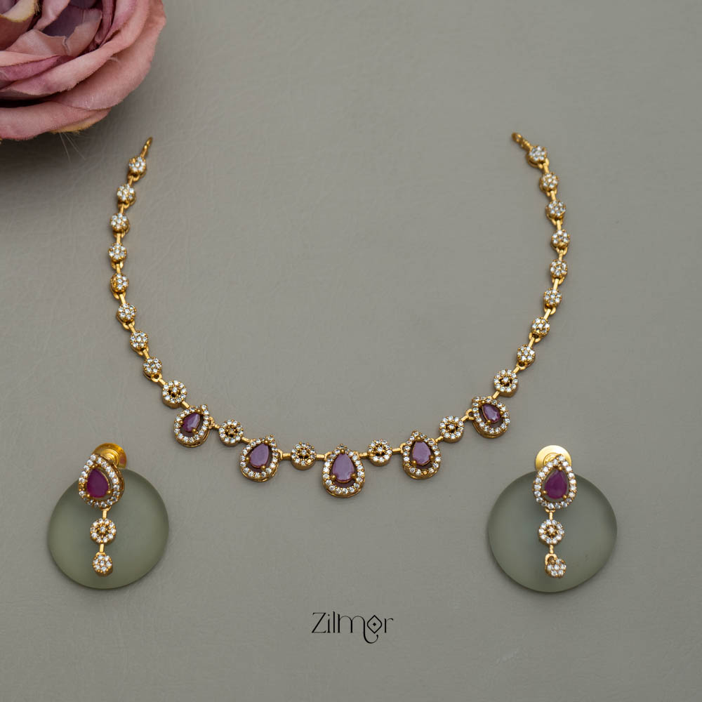 SN101945- AD Stone Necklace Earrings Set