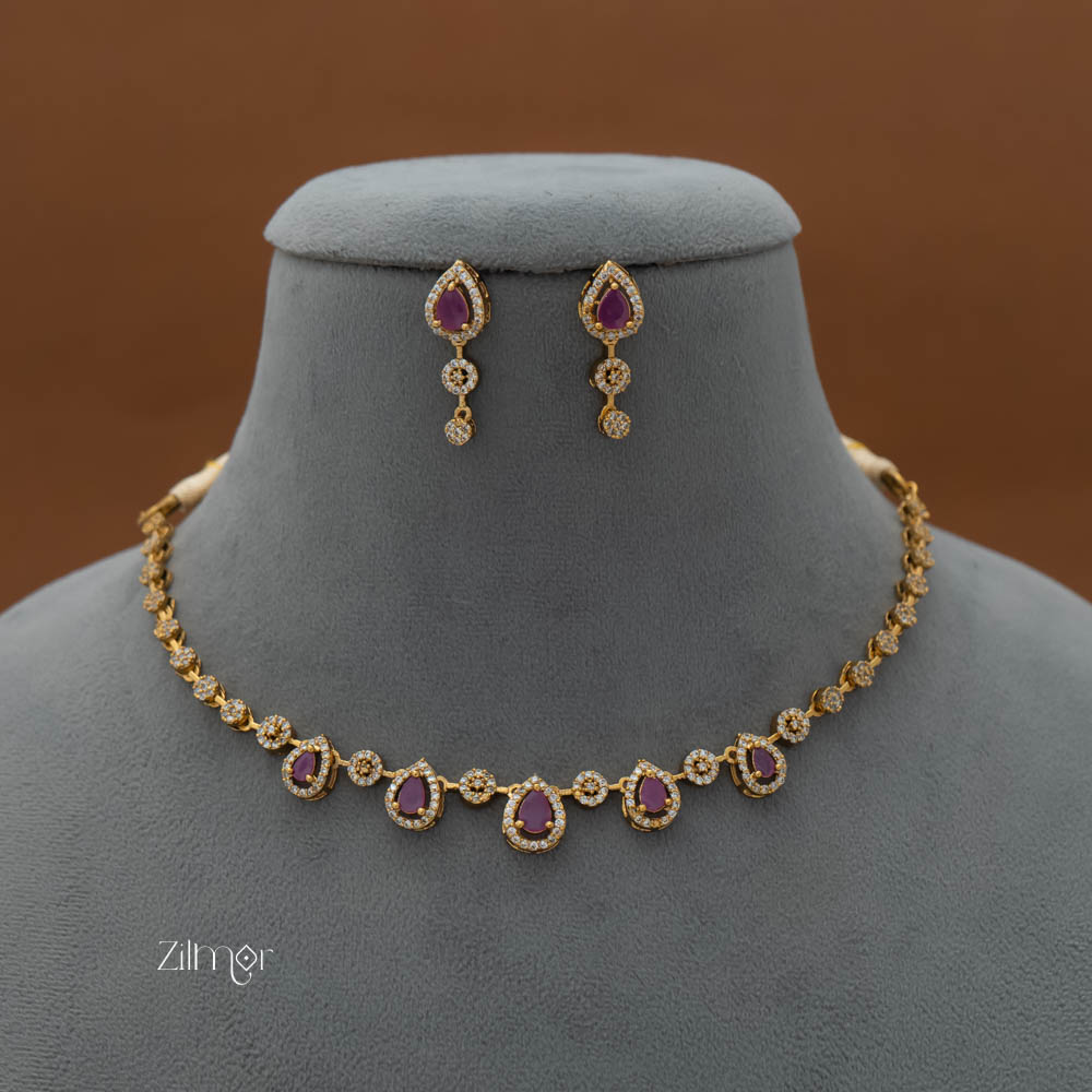 SN101945- AD Stone Necklace Earrings Set