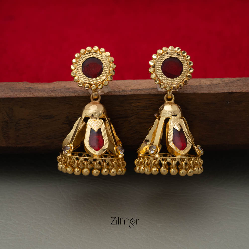 PP101721 -Gold tone Nagapadam Palakka Jumkha Earrings