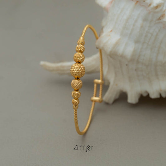 KY101910 - Gold Toned  Balls Adjustable Kada Bangle