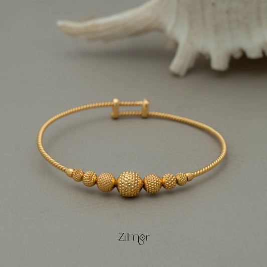 KY101910 - Gold Toned  Balls Adjustable Kada Bangle