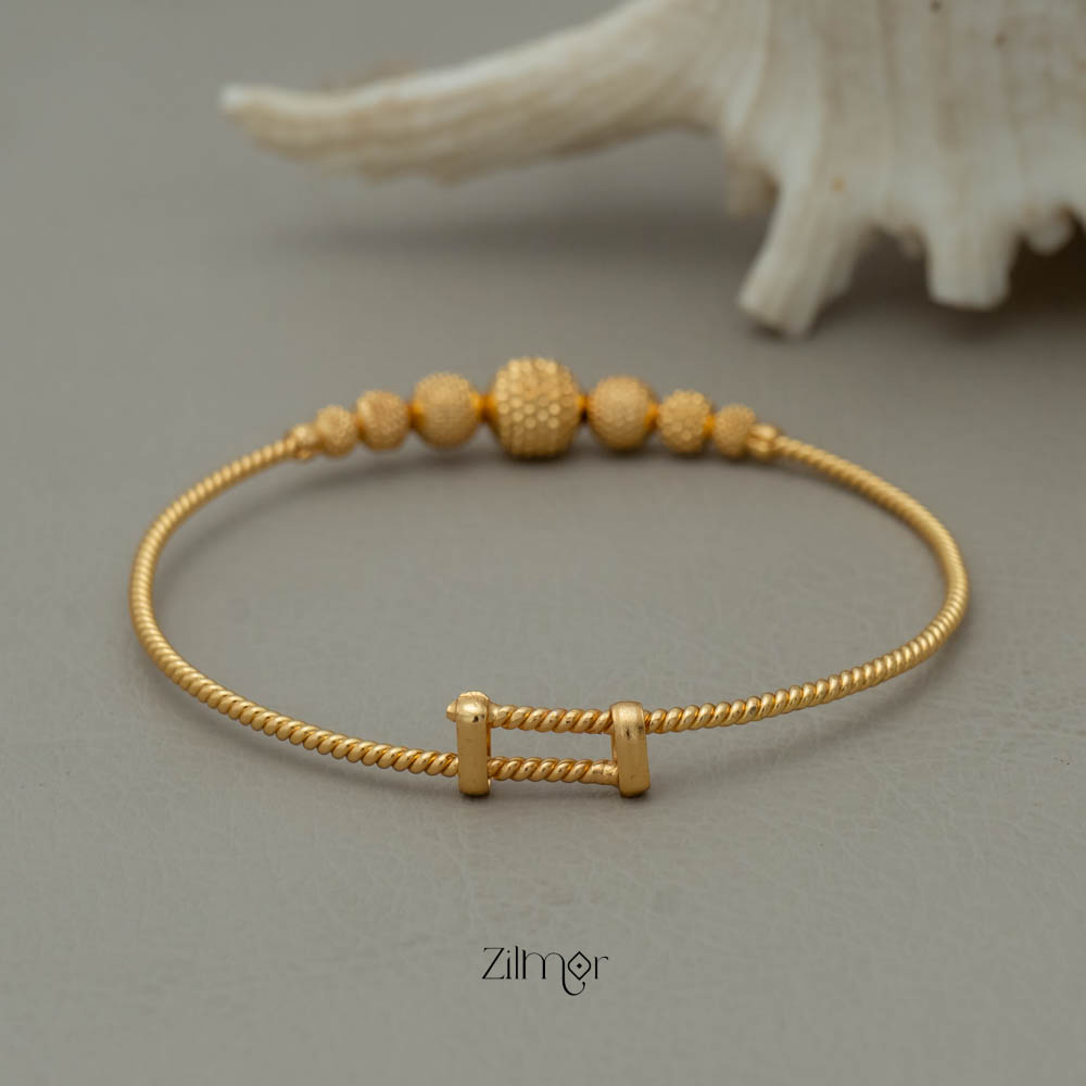 KY101910 - Gold Toned  Balls Adjustable Kada Bangle