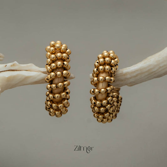 PE101828 -Gold tone Ghunguroo Hoop Earrings