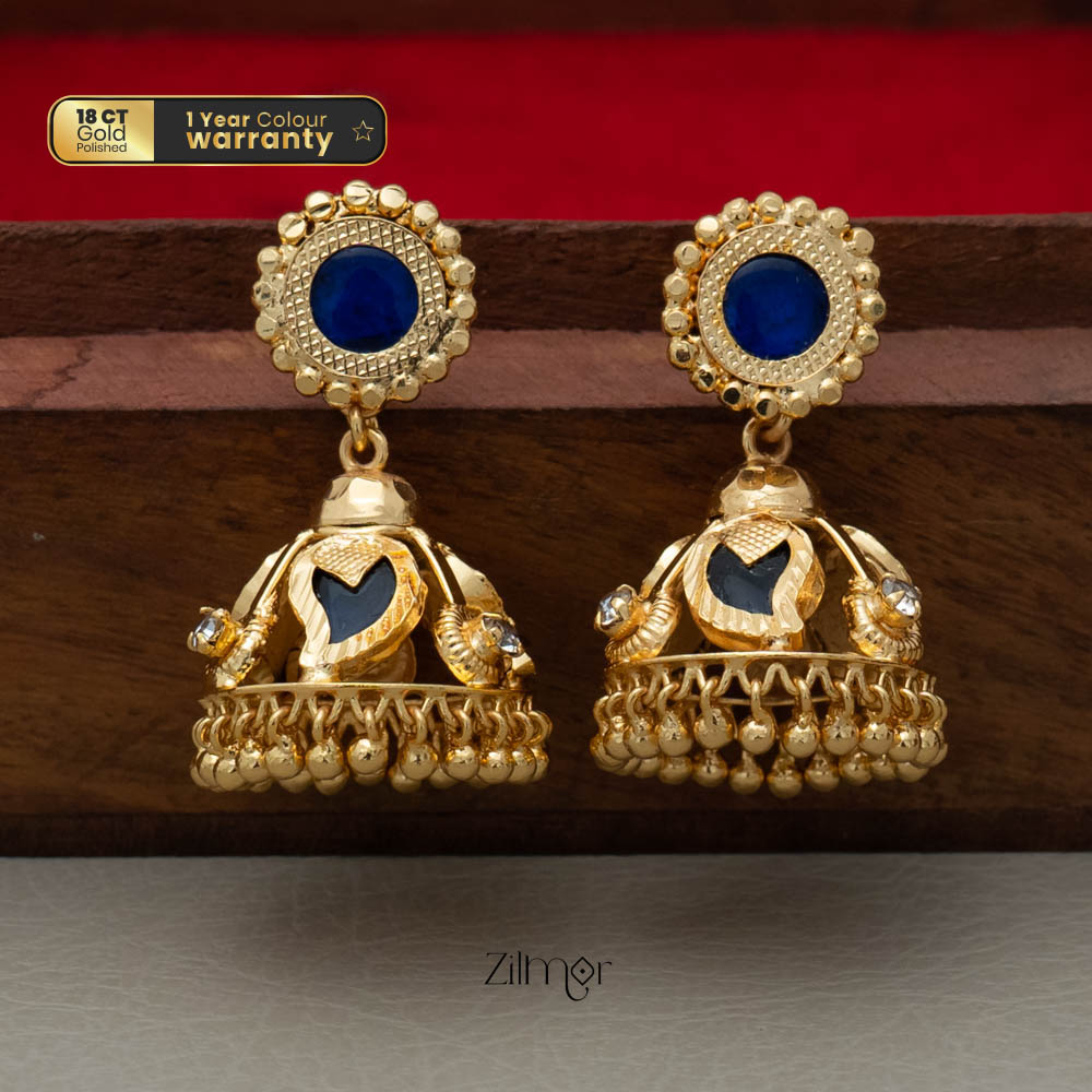 PP101722 -Gold tone Mango Palakka Jumkha Earrings