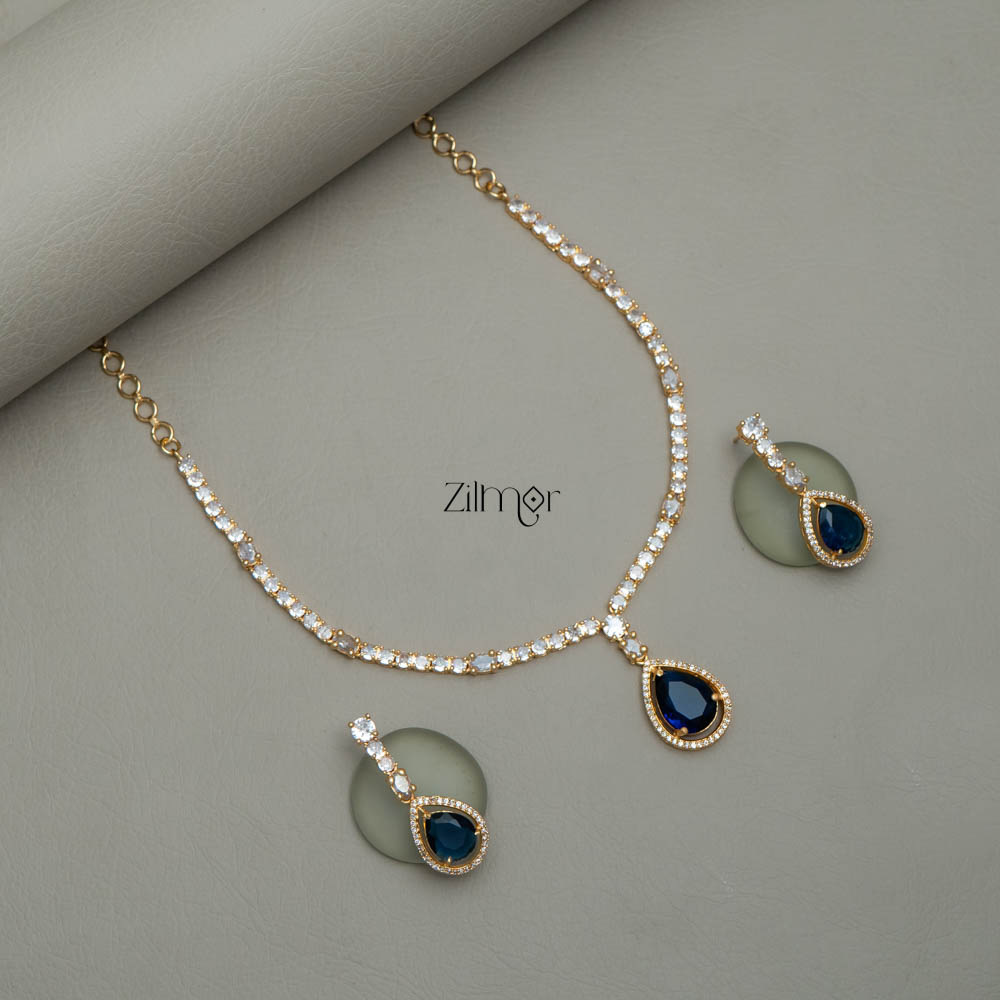 SG101826 - Gold Tone AD Stone Necklace Earrings Set