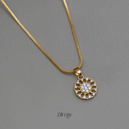 AG101800 -  Gold Tone AD Stone Pendant Simple Necklace