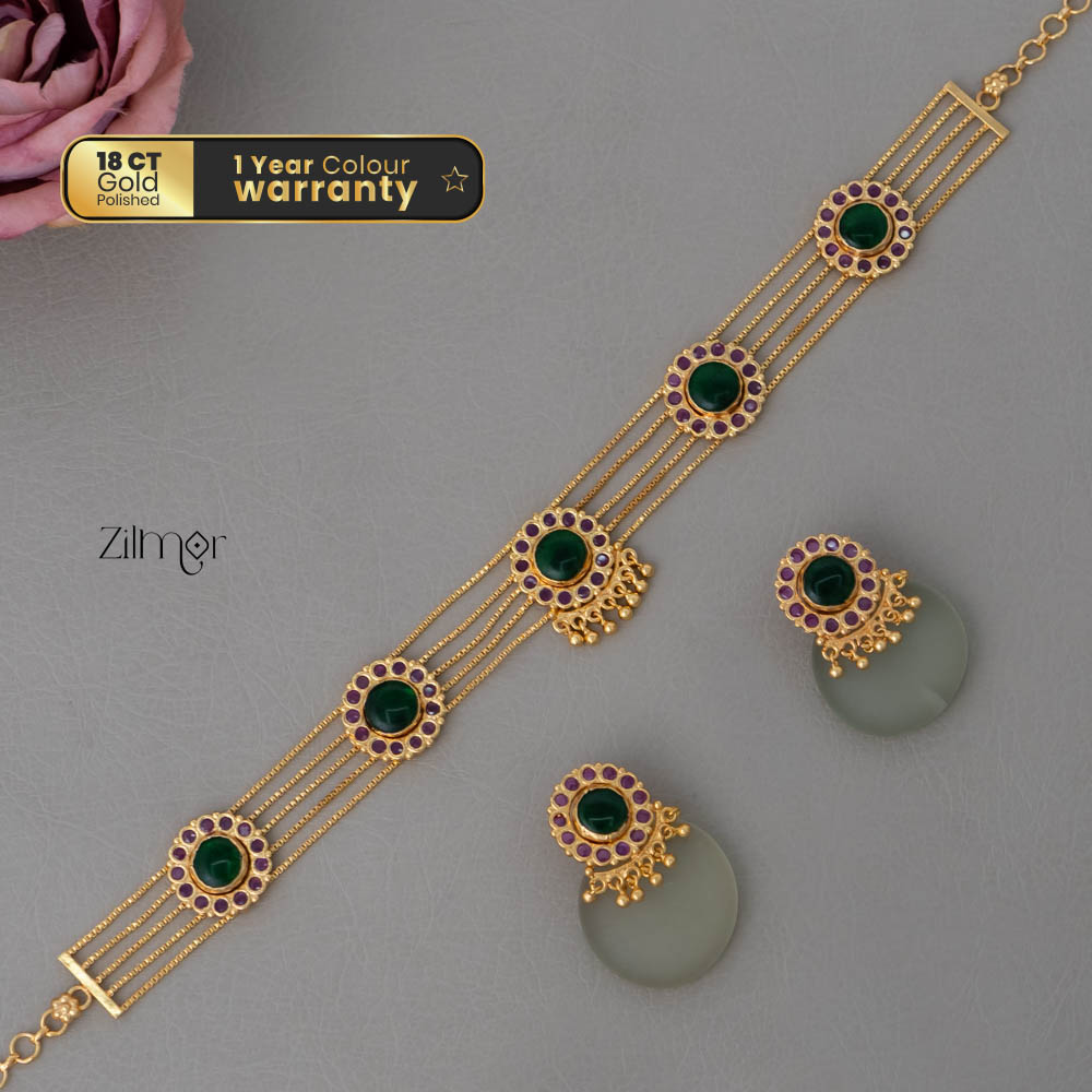 PP101946 - Gold tone choker Necklace set with Earrings